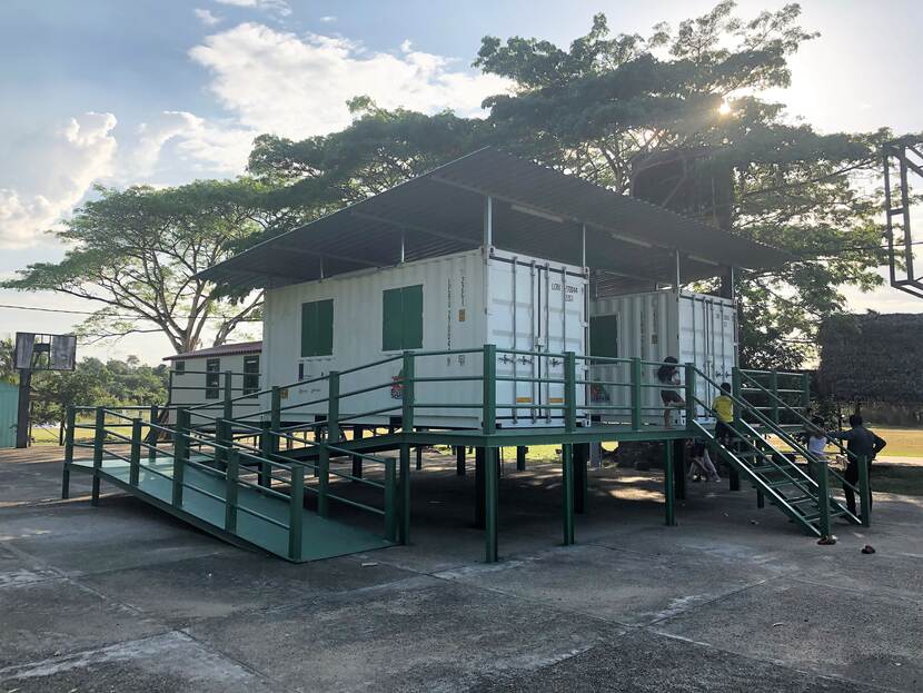 A hospital made out of shipping containers